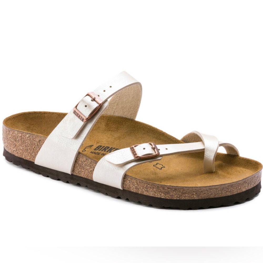 Birkenstock Mayari Leather Metallic Pink Sandals 37
